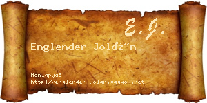 Englender Jolán névjegykártya